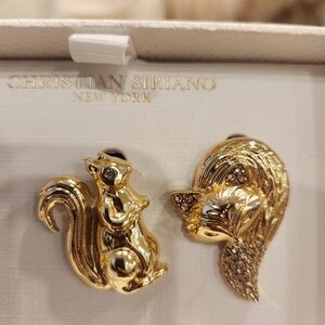 NEW Christian Siriano Set of 2 Gold Animal Brooches